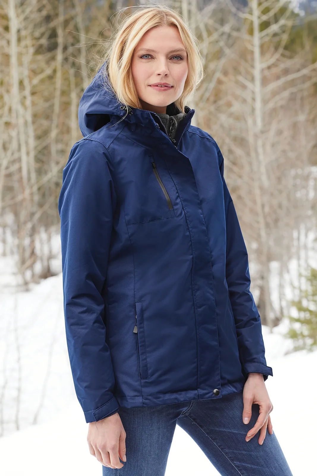Port Authority Women's All-Conditions Jacket — Style L331 in True Navy — manufacturer lifestyle photo