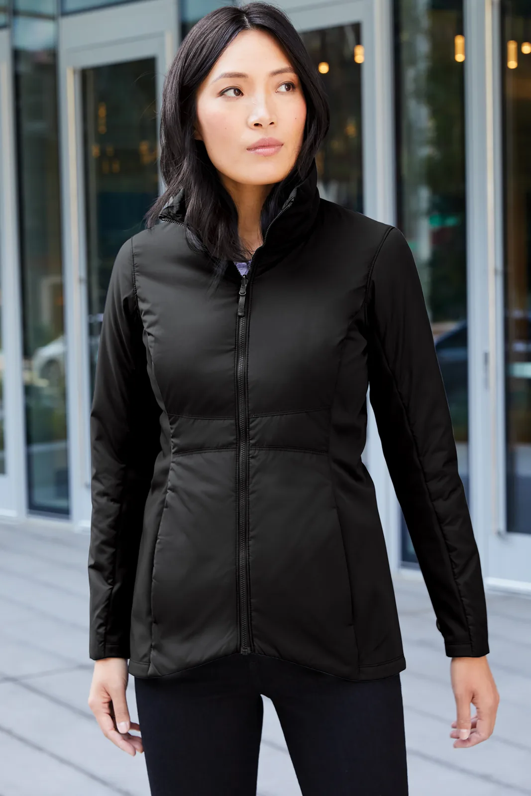 Port Authority Women's Collective Insulated Jacket — Style L902 in Deep Black — manufacturer lifestyle photo