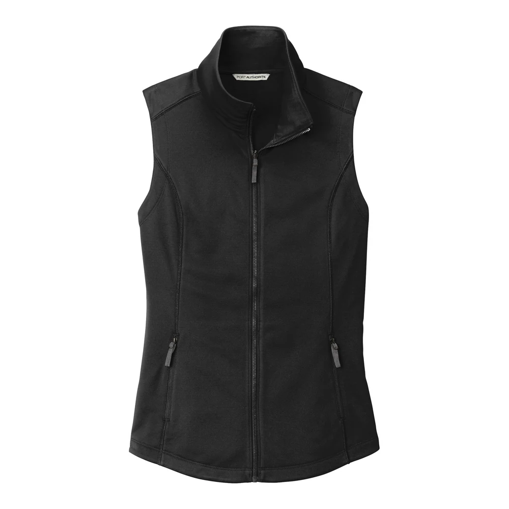 Deep Black Port Authority Women's Collective Smooth Fleece Vest style L906, front view