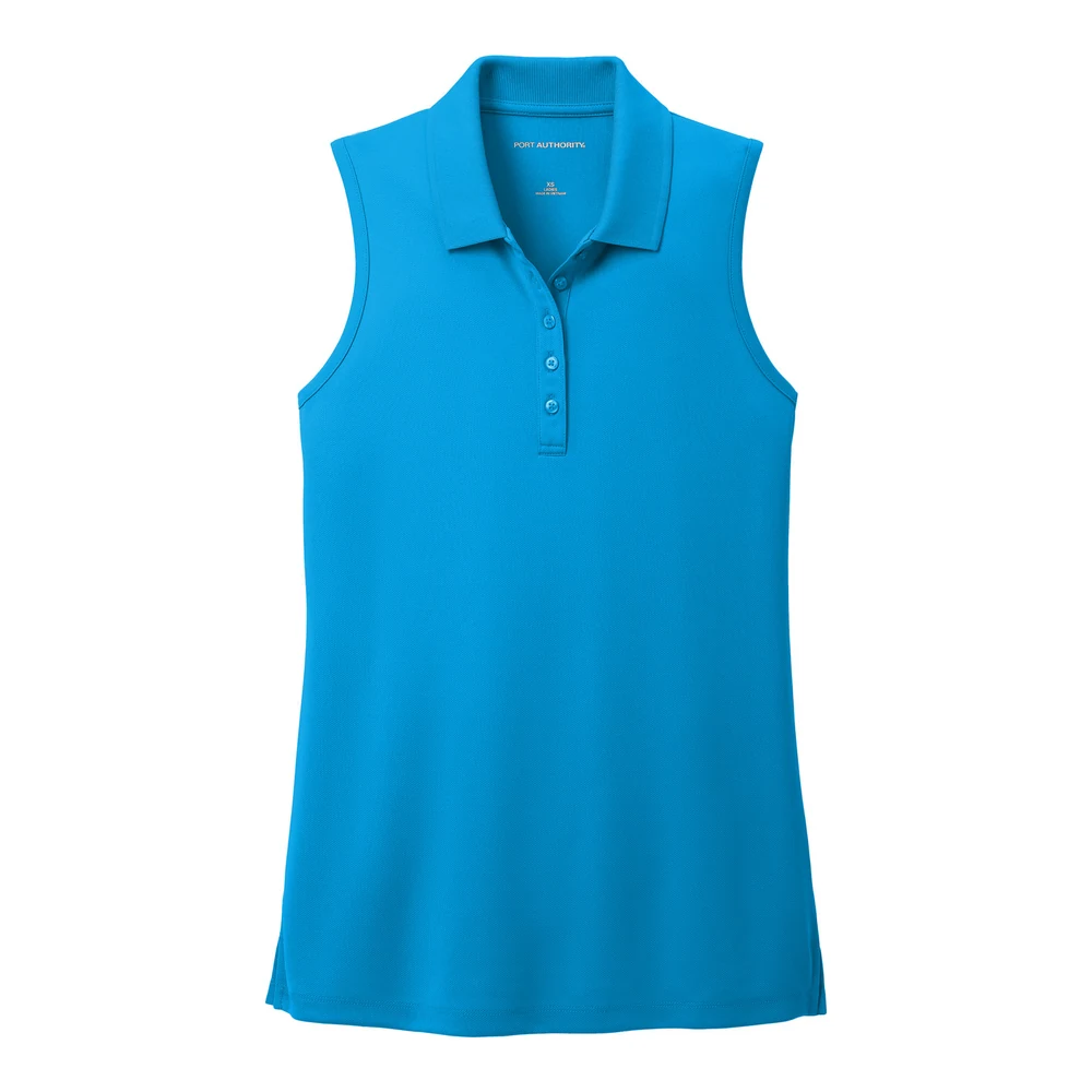 Coastal Blue Port Authority Women's Dry Zone UV Micro-Mesh Sleeveless Polo style LK110SV, front view