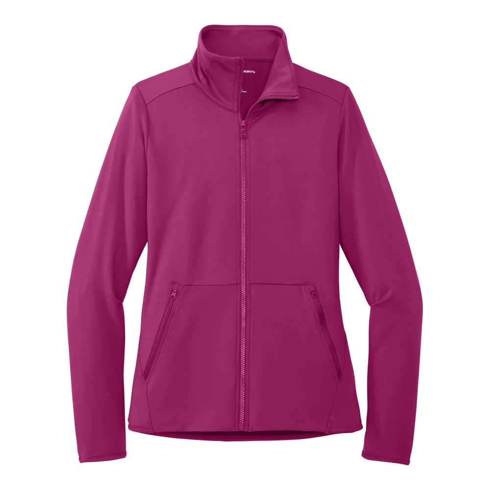 Wine Port Authority Women's Accord Stretch Fleece Full-Zip style LK595, front view