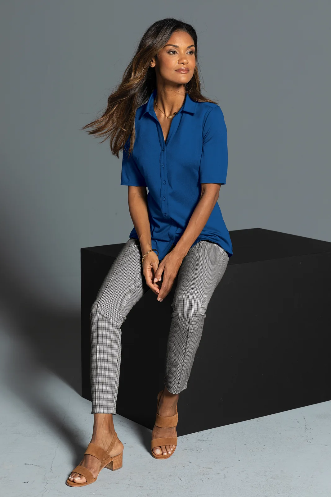 Port Authority Women's City Stretch Top — Style LK682 in True Blue — manufacturer lifestyle photo