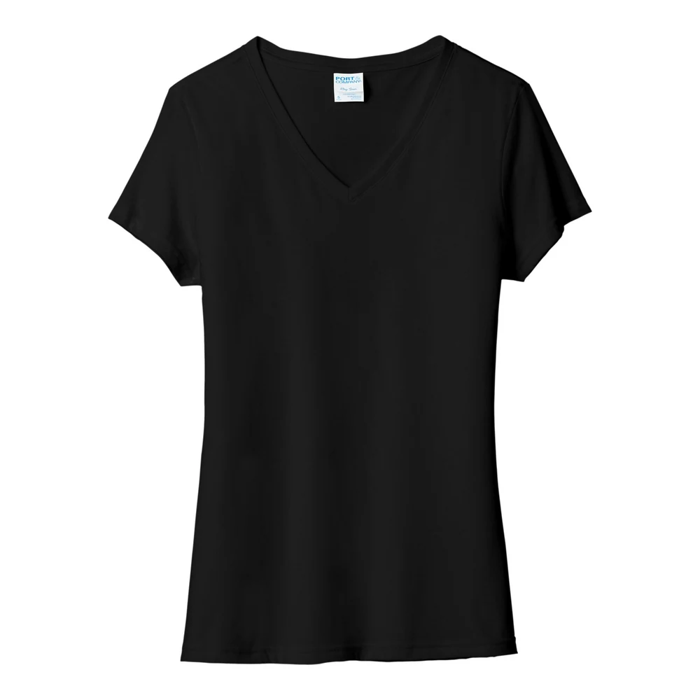 Black Port & Co Women's Tri-Blend V-Neck Tee style LPC330V, front view