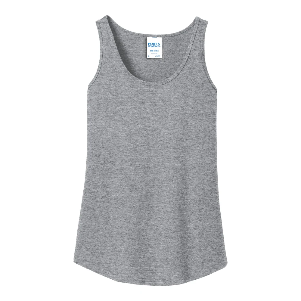 Athletic Heather Port & Co Women's Core Cotton Tank Top style LPC54TT, front view