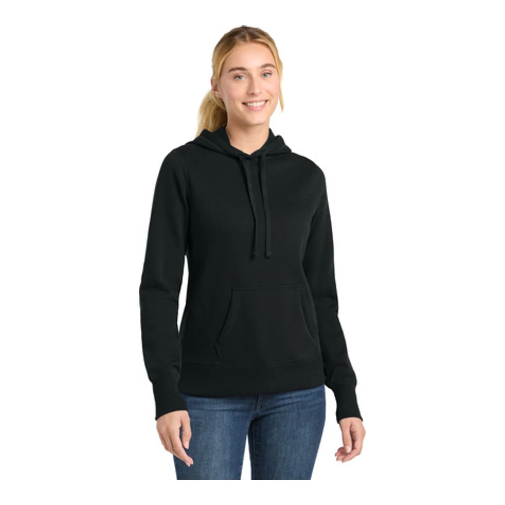 Black Sport-Tek Women's Pullover Hooded Sweatshirt style LST254, front view