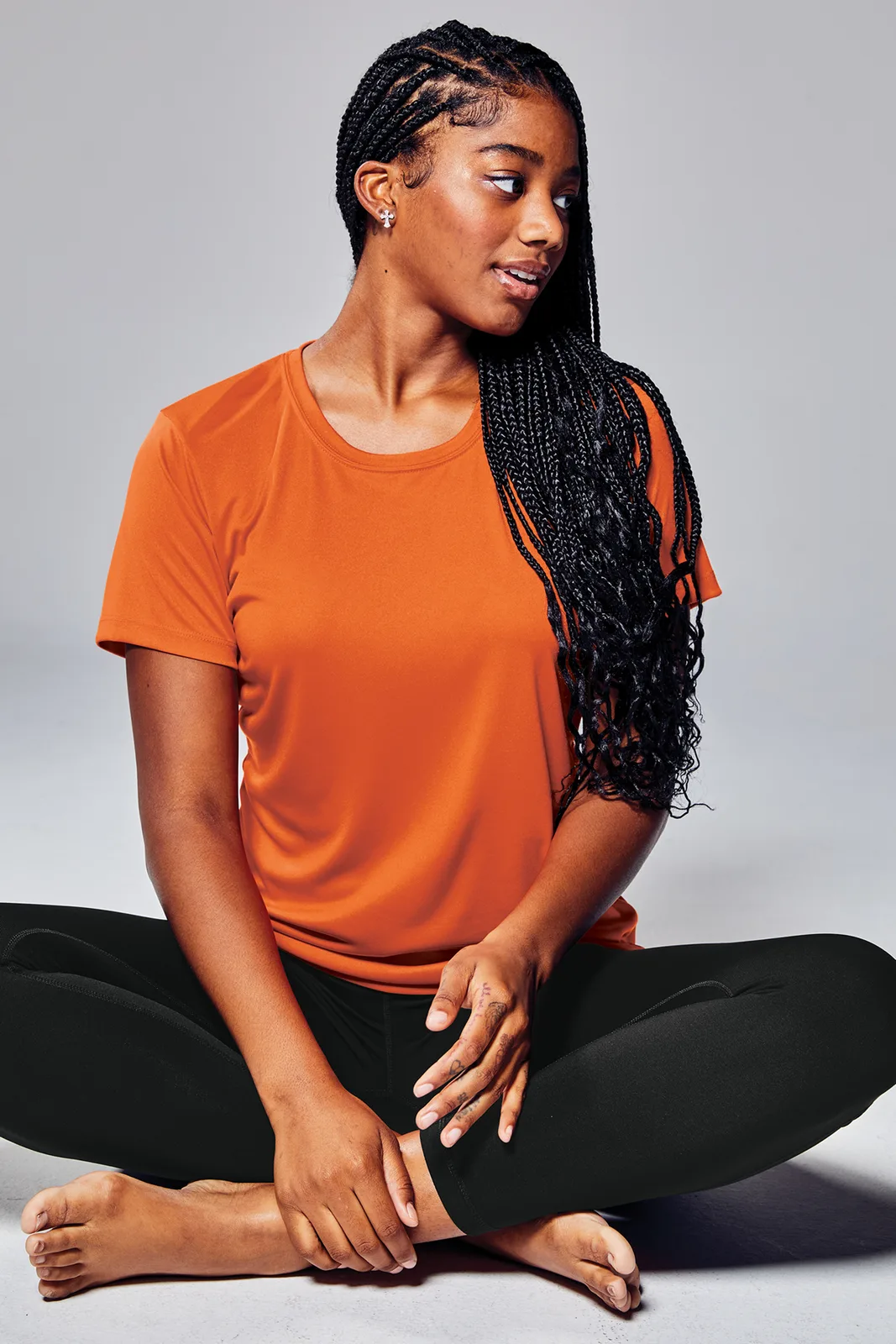 Sport-Tek Women's PosiCharge Competitor Tee — Style LST350 in Deep Orange — manufacturer lifestyle photo