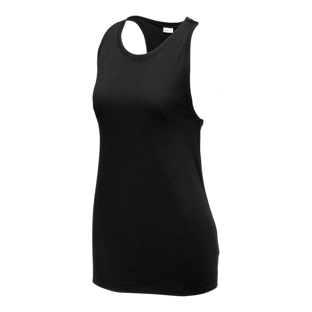 Black Triad Solid Sport-Tek Women's PosiCharge Tri-Blend Wicking Tank style LST402, front view