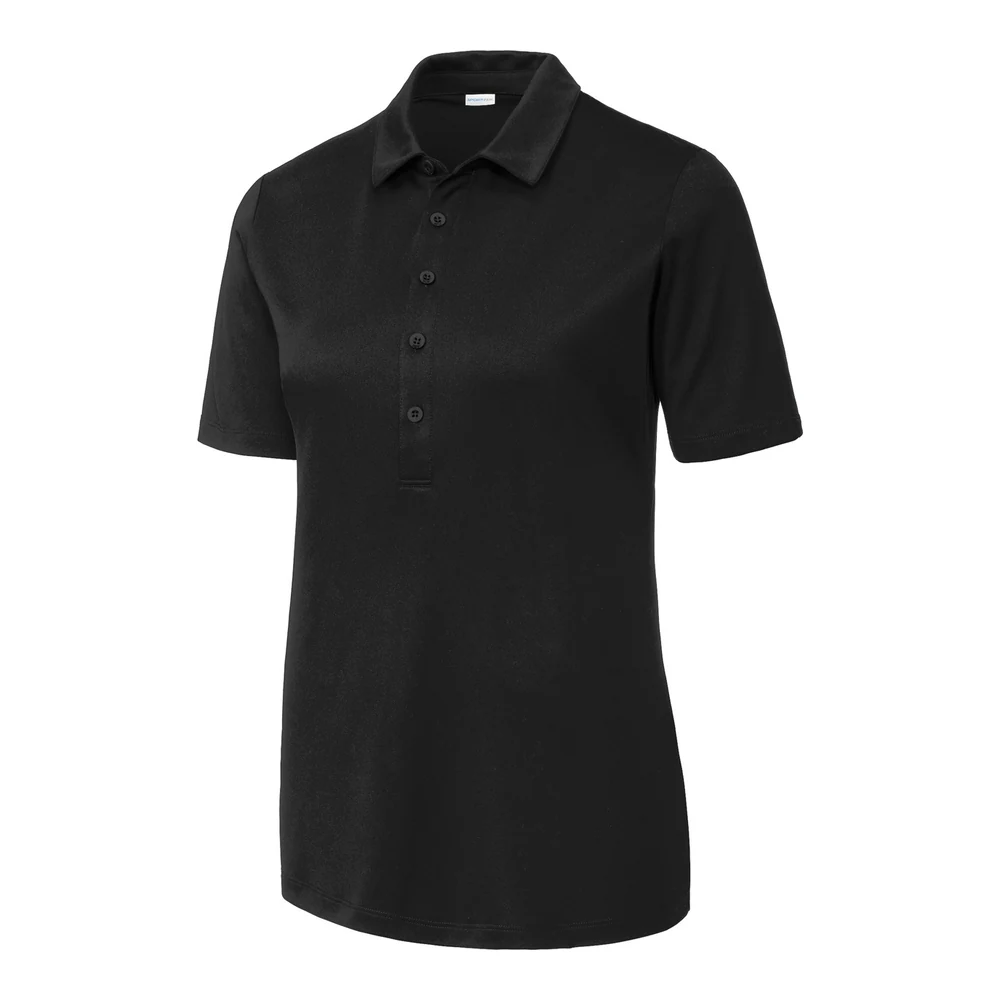 Black Sport-Tek Women's Posi-UV Pro Polo style LST520, front view