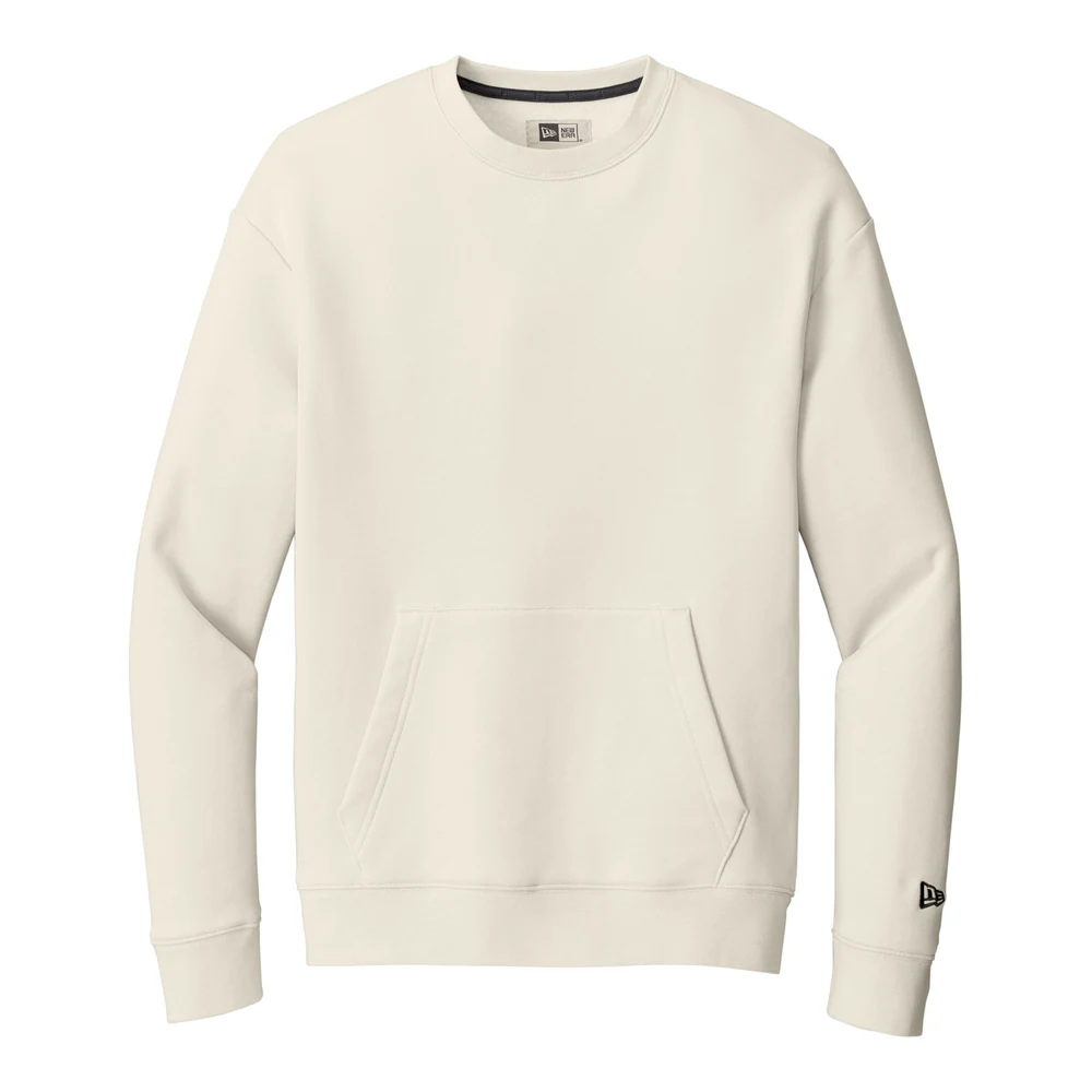 Soft Beige New Era Heritage Fleece Pocket Crew style NEA527, front view