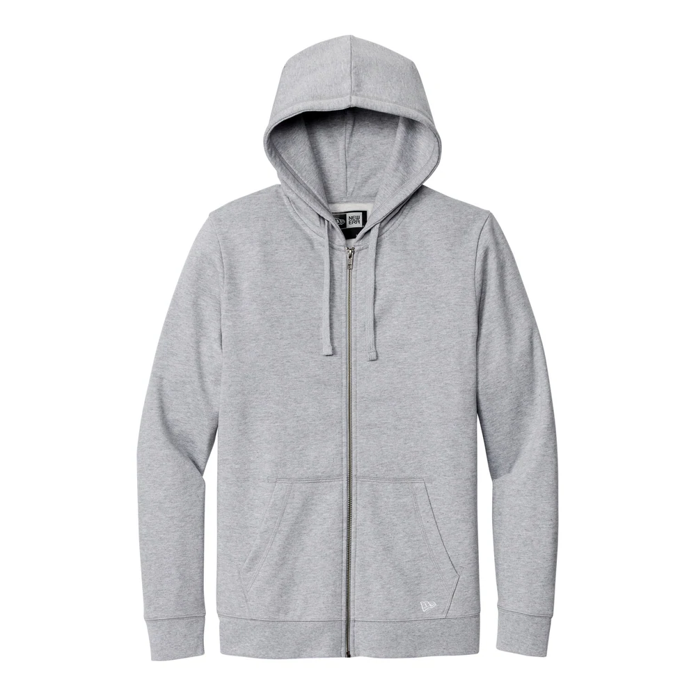 Athletic Heather New Era Comeback Fleece Full-Zip Hoodie style NEA551, front view