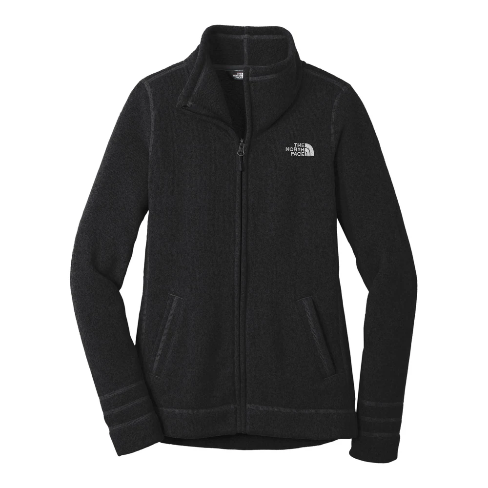 TNF Black Heather The North Face Women's Sweater Fleece Jacket style NF0A3LH8, front view