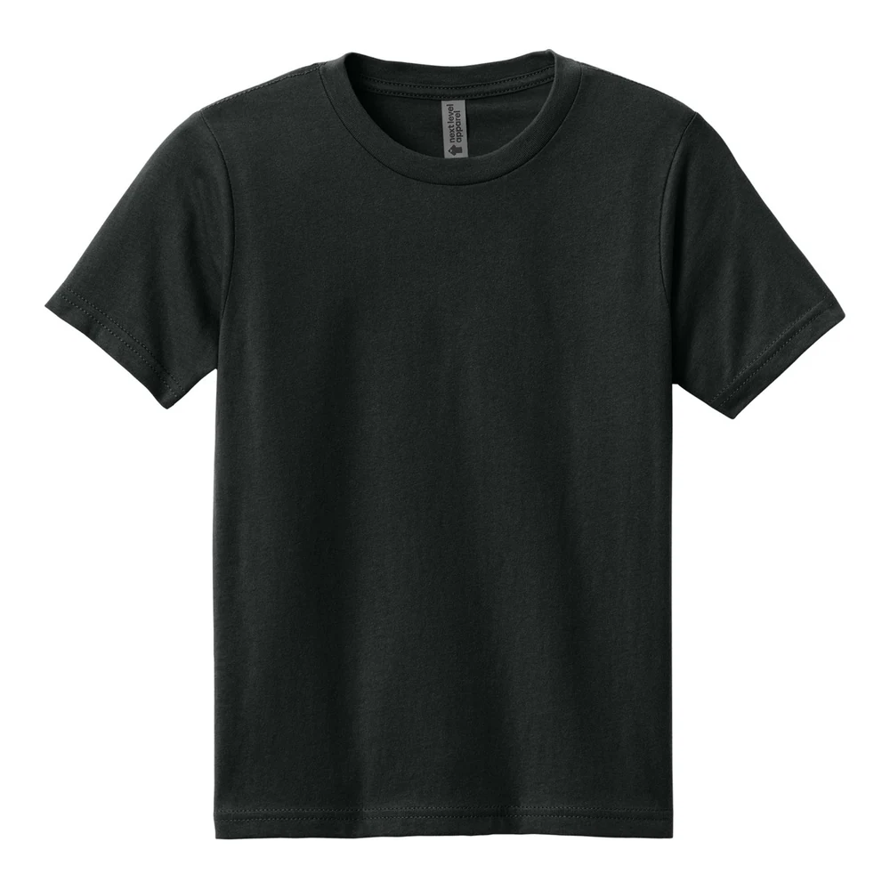 Black Next Level Apparel Youth Cotton Tee style NL3310, front view