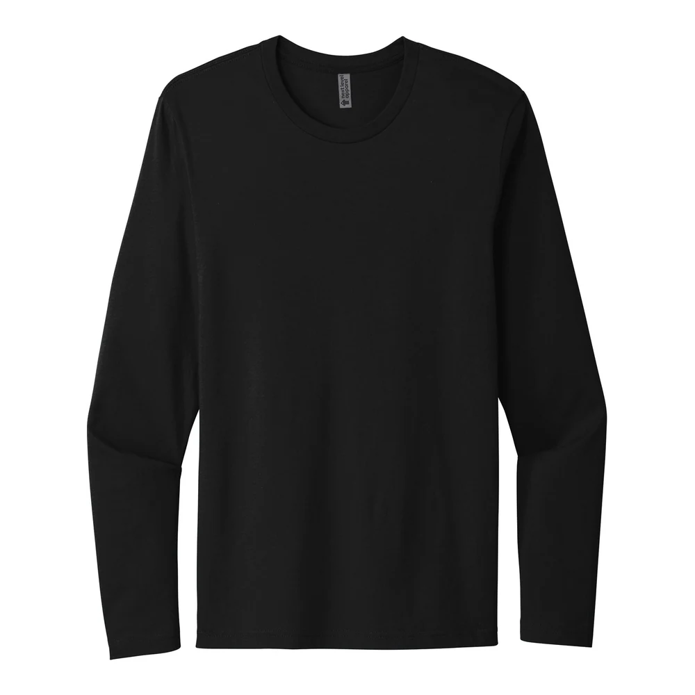 Black Next Level Apparel Cotton Long Sleeve Tee style NL3601, front view