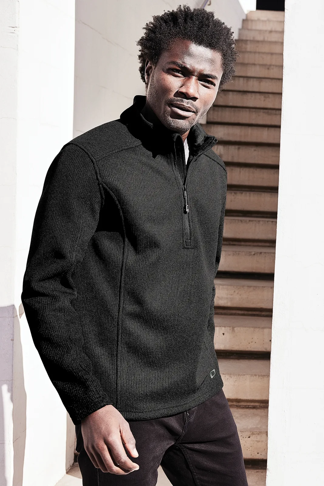 OGIO Grit Fleece 1/2-Zip — Style OG729 in Blacktop — manufacturer lifestyle photo