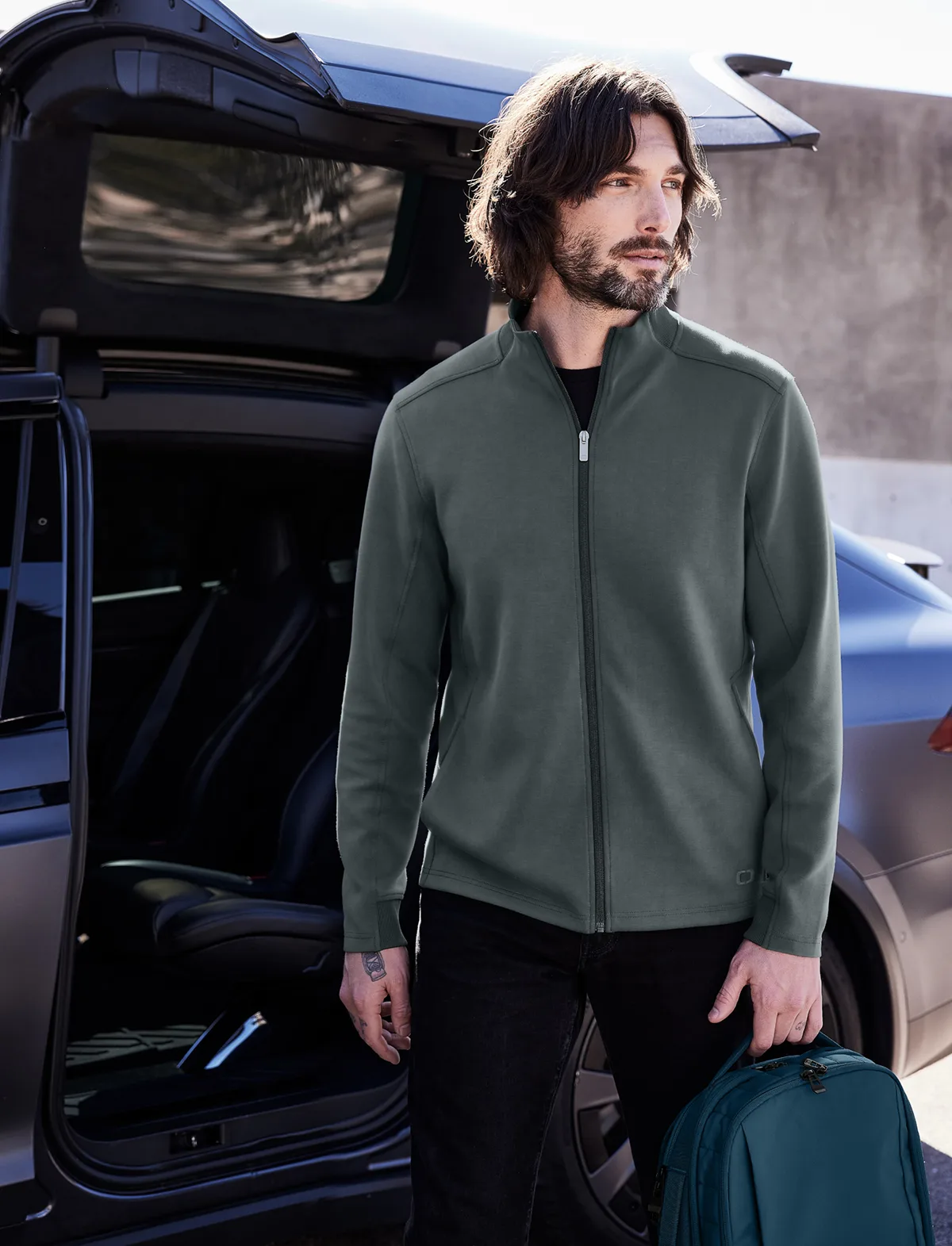 OGIO Transcend Full-Zip — Style OG860 in Tarmac Grey — manufacturer lifestyle photo