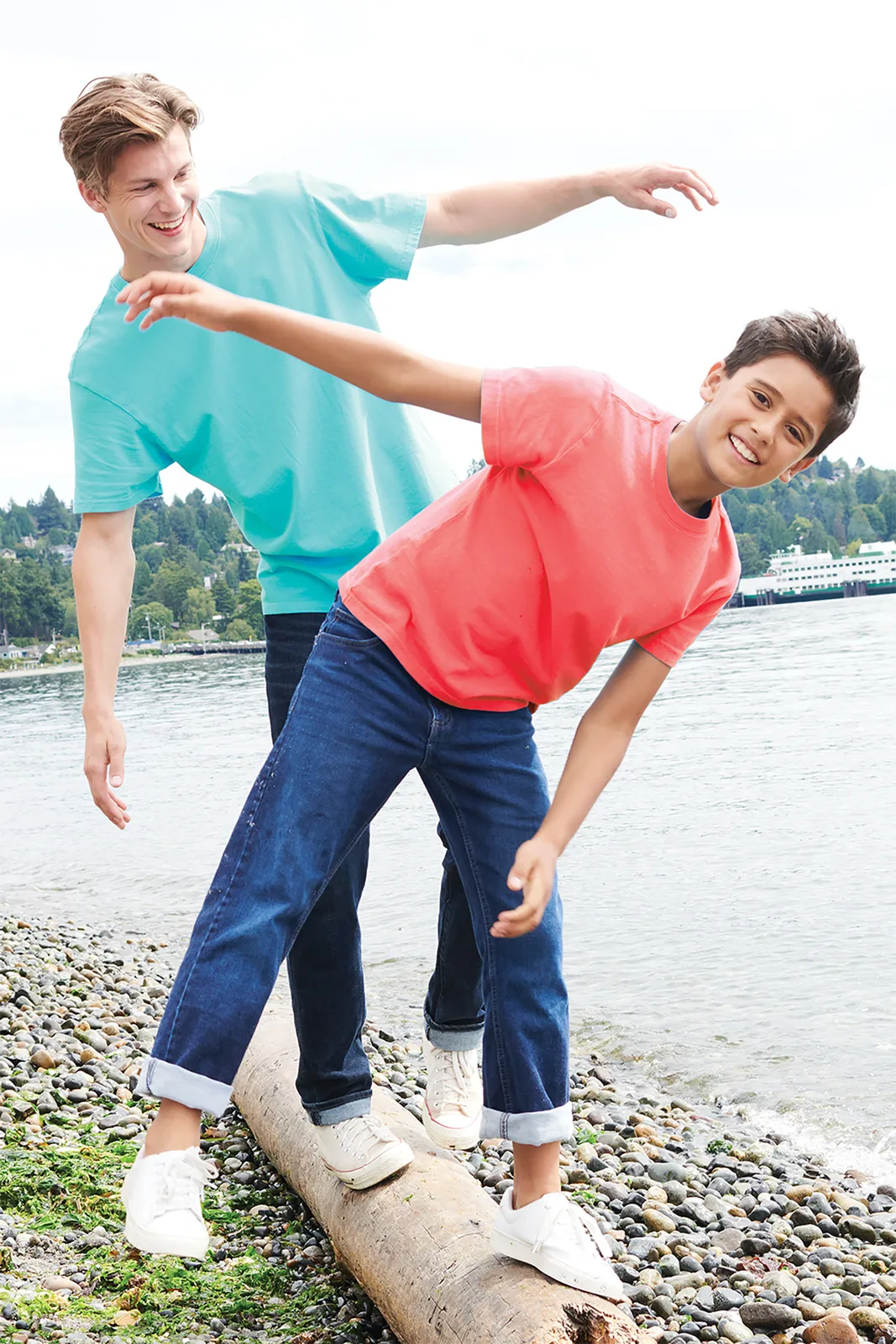 Port & Co Youth Beach Wash Garment-Dyed Tee — Style PC099Y in Cool Mint — manufacturer lifestyle photo
