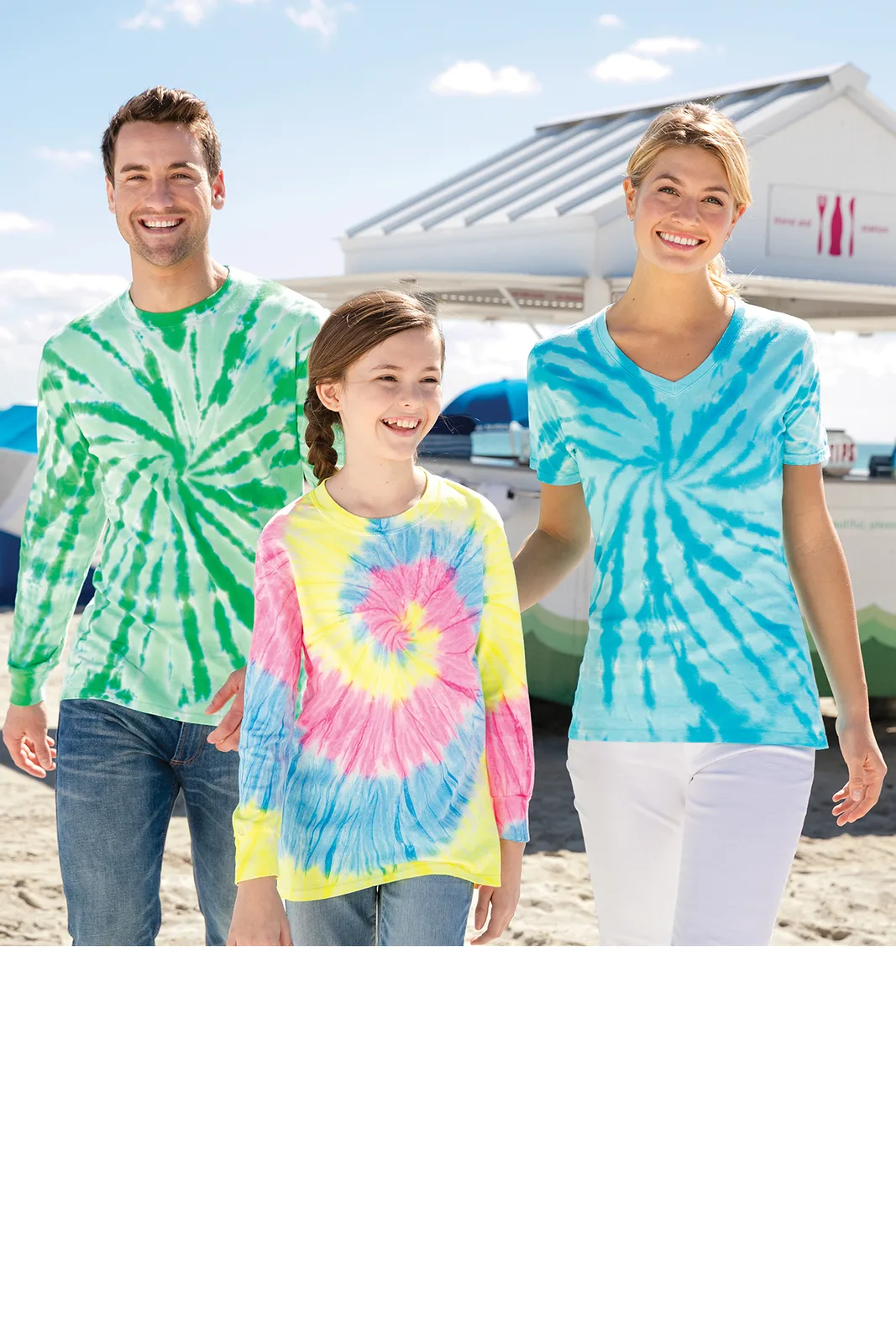 Port & Co Youth Tie-Dye Tee — Style PC147Y in Rainbow — manufacturer lifestyle photo