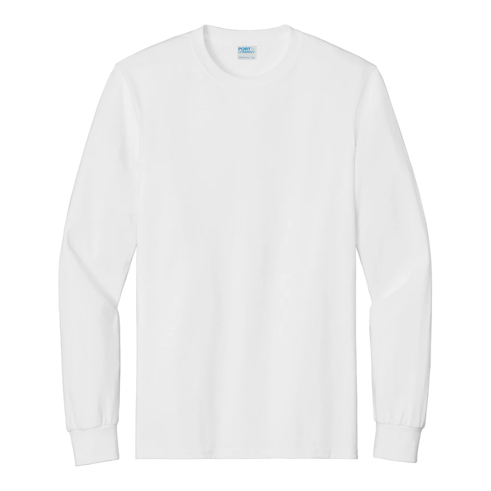 White Port & Co Tall Long Sleeve Essential Tee style PC61LST, front view
