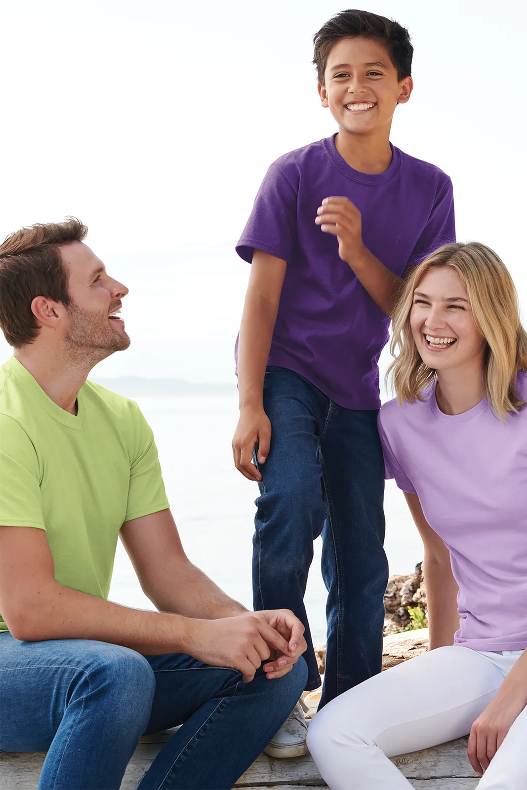 Port & Co Youth Essential Tee — Style PC61Y in Purple — manufacturer lifestyle photo