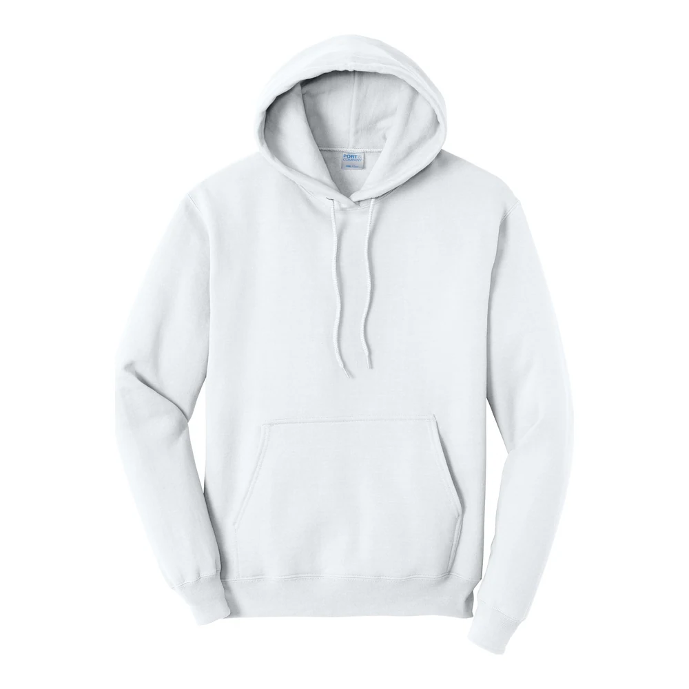 White Port & Co Tall Core Fleece Pullover Hooded Sweatshirt style PC78HT, front view