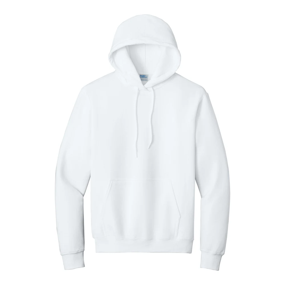 White Port & Co Tall Essential Fleece Pullover Hooded Sweatshirt style PC90HT, front view