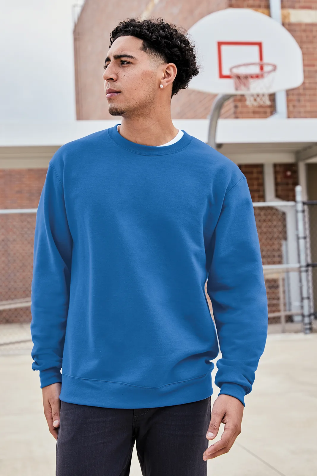 Champion Powerblend Crewneck Sweatshirt — Style S6000 in Royal Blue — manufacturer lifestyle photo