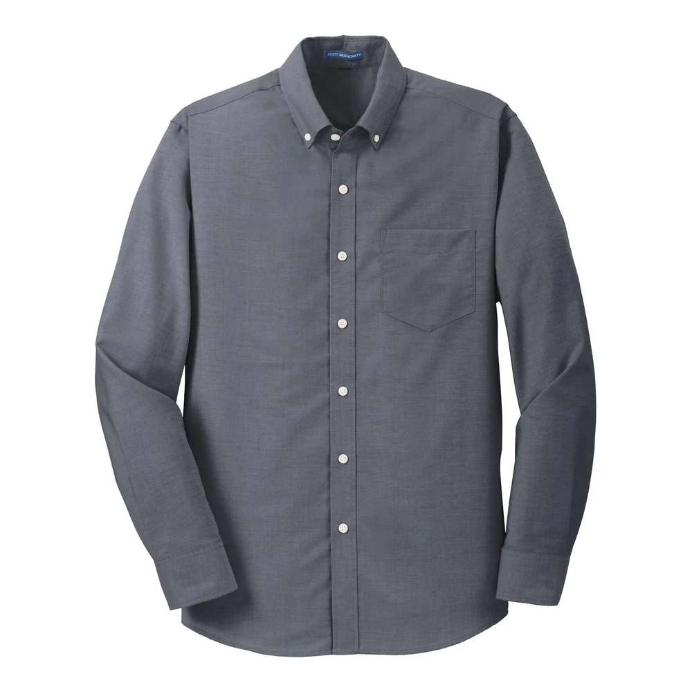 Black Port Authority SuperPro Oxford Shirt style S658, front view
