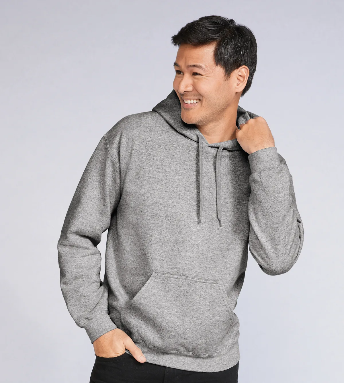 Gildan Softstyle Midweight Pullover Hooded Sweatshirt — Style SF500 in White — manufacturer lifestyle photo