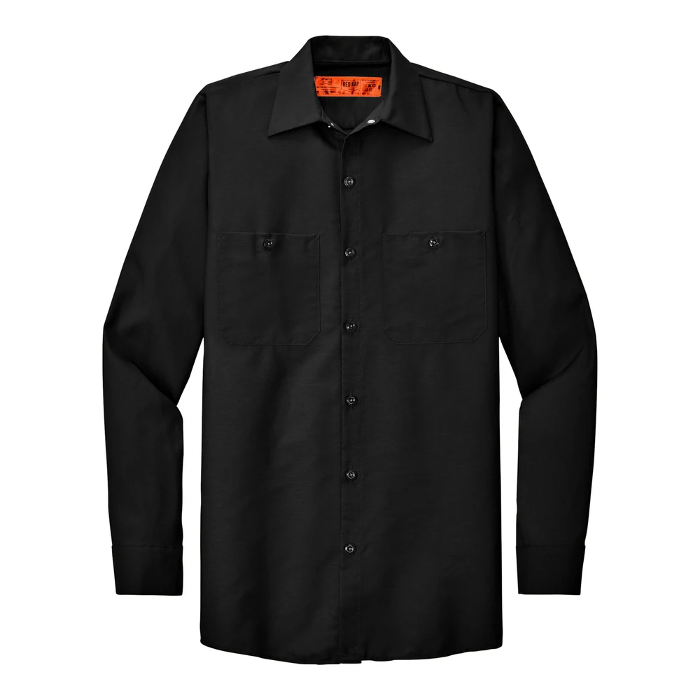 Black Red Kap Long Size, Long Sleeve Industrial Work Shirt style SP14LONG, front view