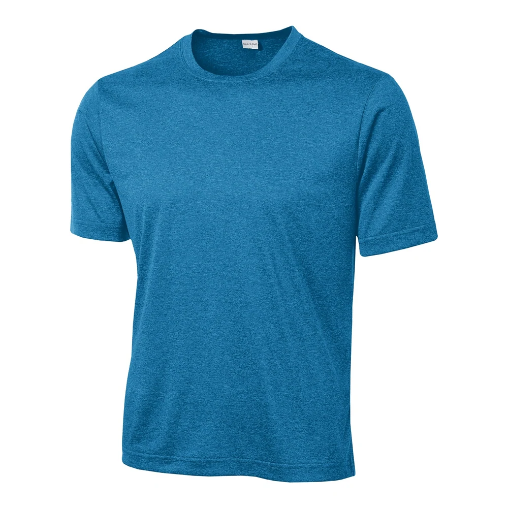 Blue Wake Heather Sport-Tek Heather Contender Tee style ST360, front view
