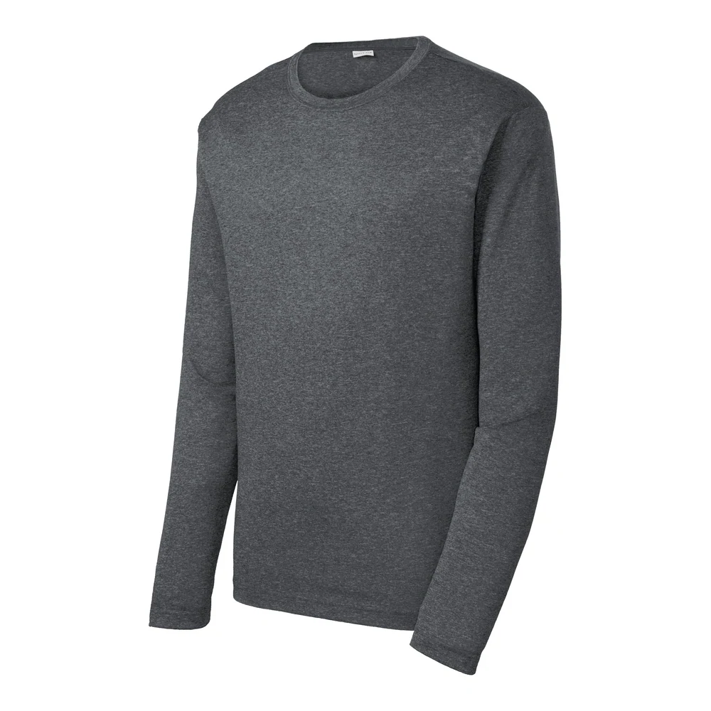 Graphite Heather Sport-Tek Long Sleeve Heather Contender Tee style ST360LS, front view