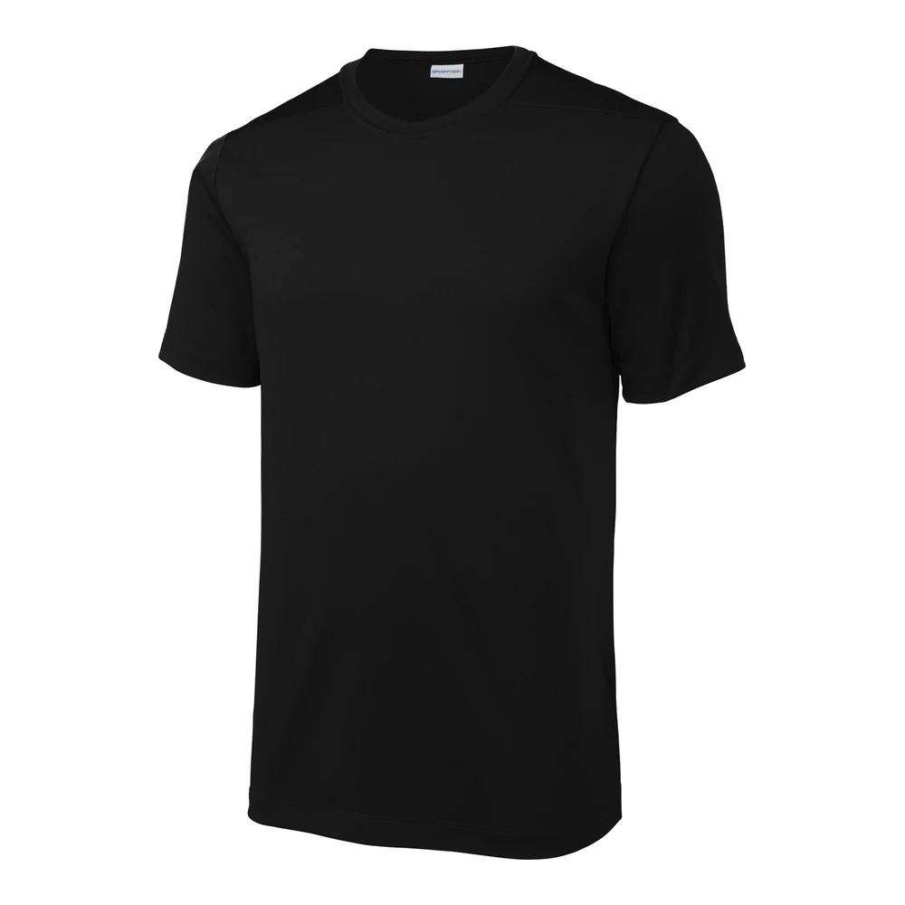 Black Sport-Tek Posi-UV Pro Tee style ST420, front view