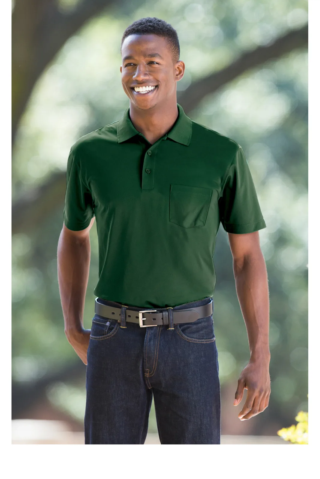 Sport-Tek Micropique Sport-Wick Pocket Polo — Style ST651 in Maroon — manufacturer lifestyle photo