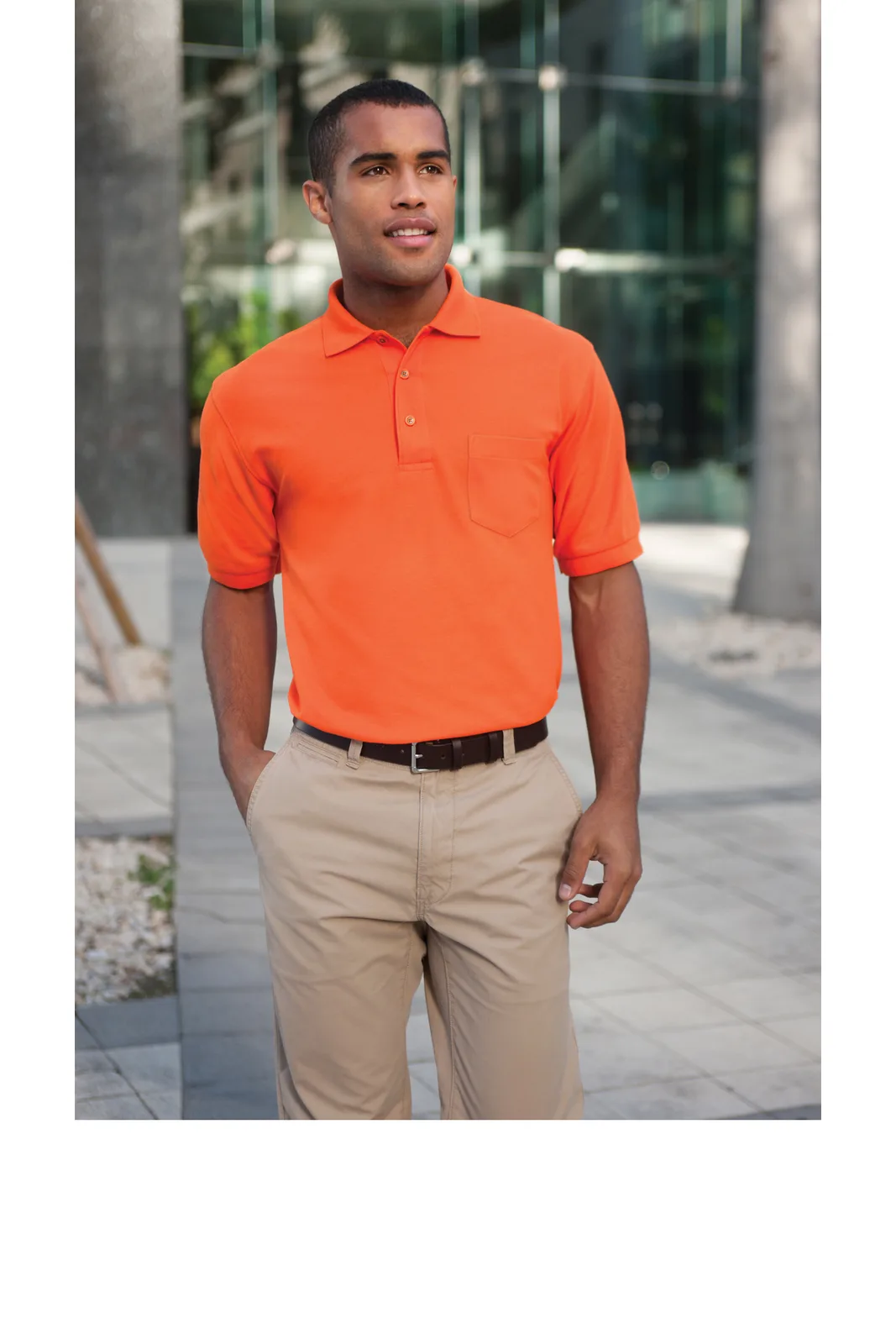 Port Authority Tall Silk Touch Polo with Pocket — Style TLK500P in Royal — manufacturer lifestyle photo