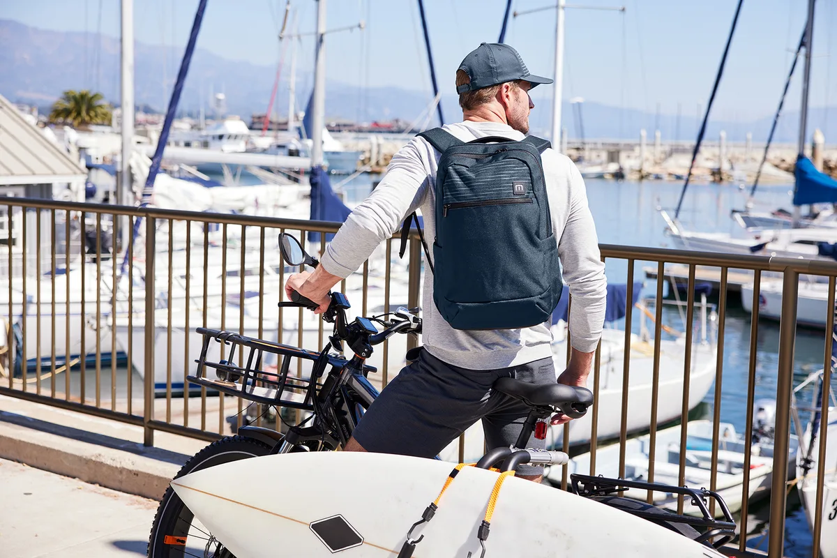 Custom TravisMathew Approach Backpack — lifestyle photo