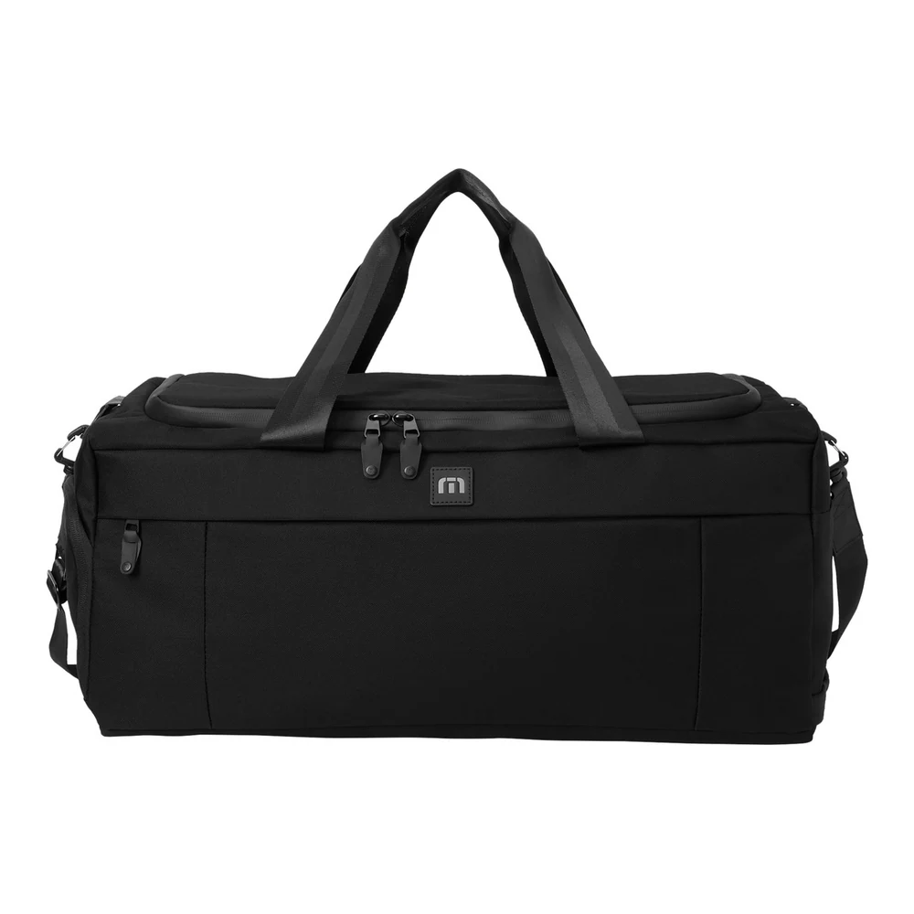 Black TravisMathew Duration Duffel style TMB205, front view