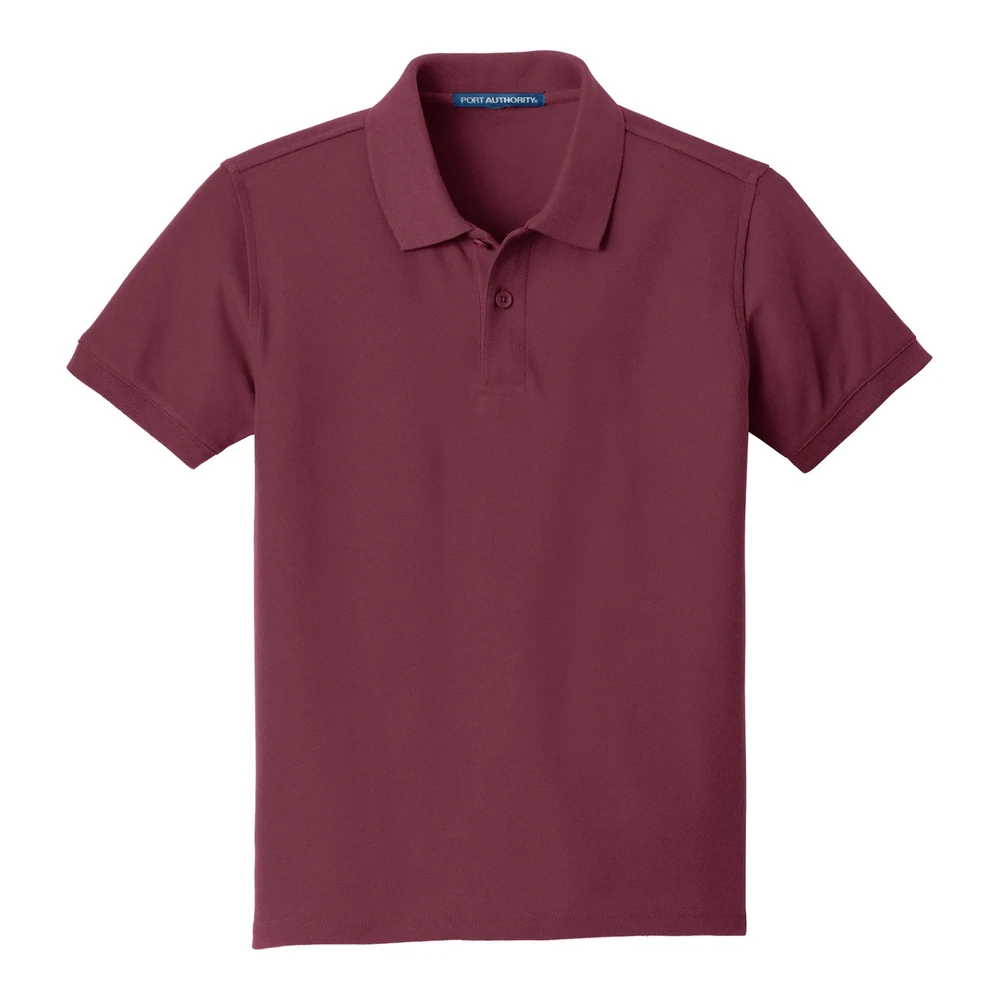 Burgundy Port Authority Youth Core Classic Pique Polo style Y100, front view
