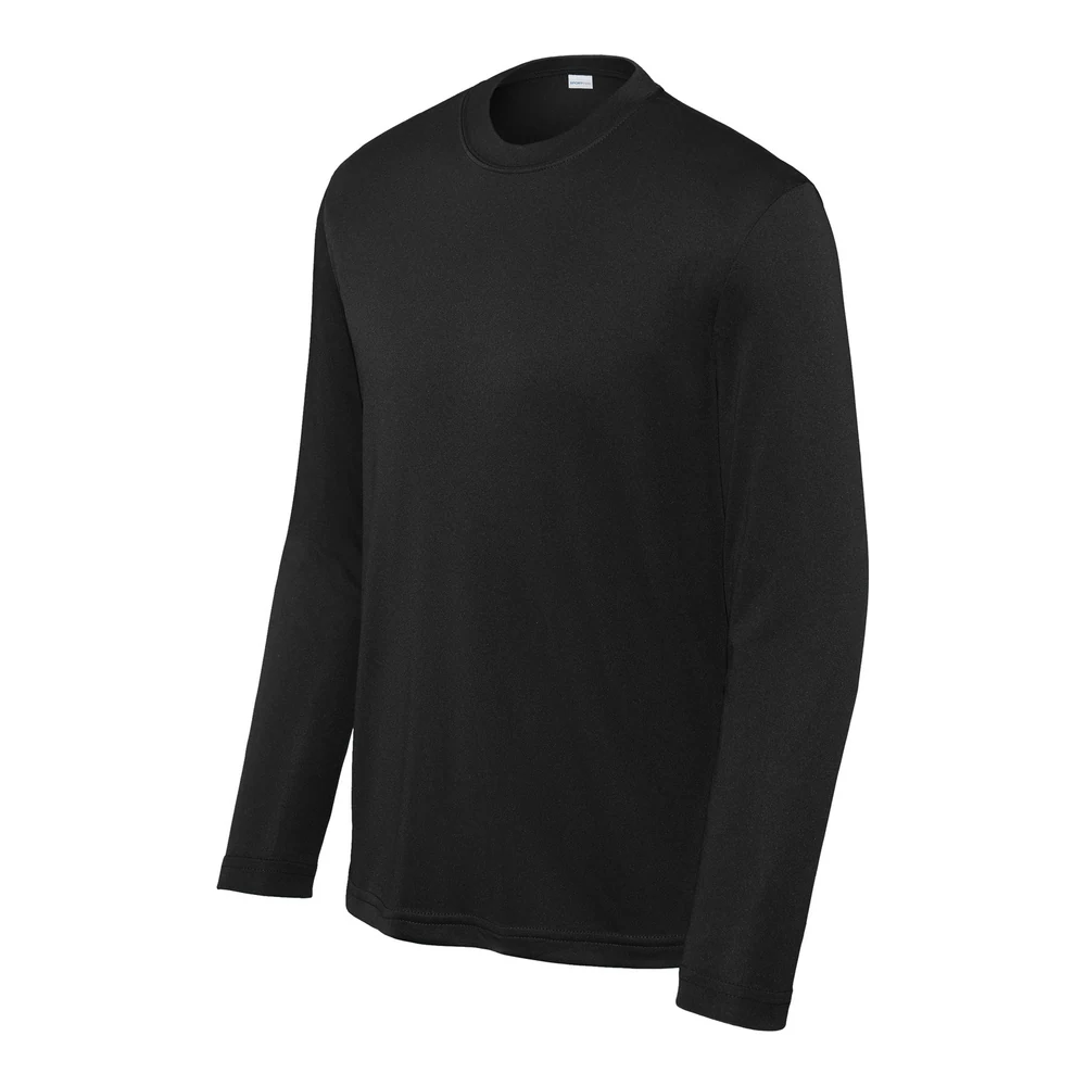 Black Sport-Tek Youth Long Sleeve PosiCharge Competitor Tee style YST350LS, front view