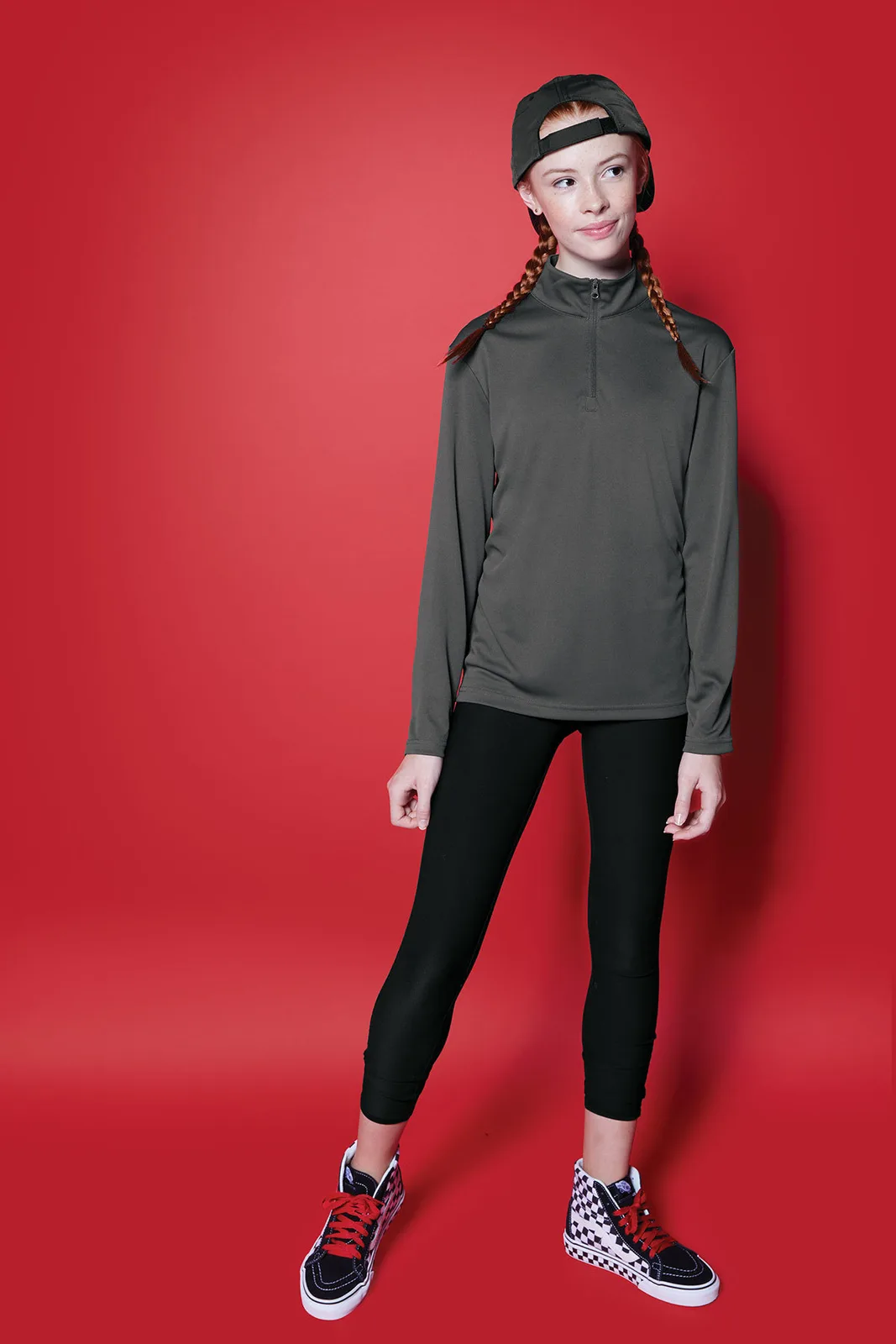 Sport-Tek Youth PosiCharge Competitor 1/4-Zip Pullover — Style YST357 in Iron Grey — manufacturer lifestyle photo