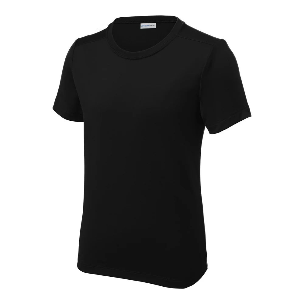 Black Sport-Tek Youth Posi-UV Pro Tee style YST420, front view