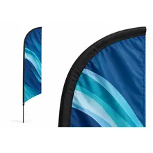 Close-up of the stitched black pole sleeve on a custom feather flag