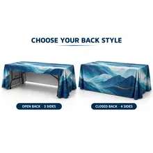 Side-by-side view of open-back and closed-back printed table throws