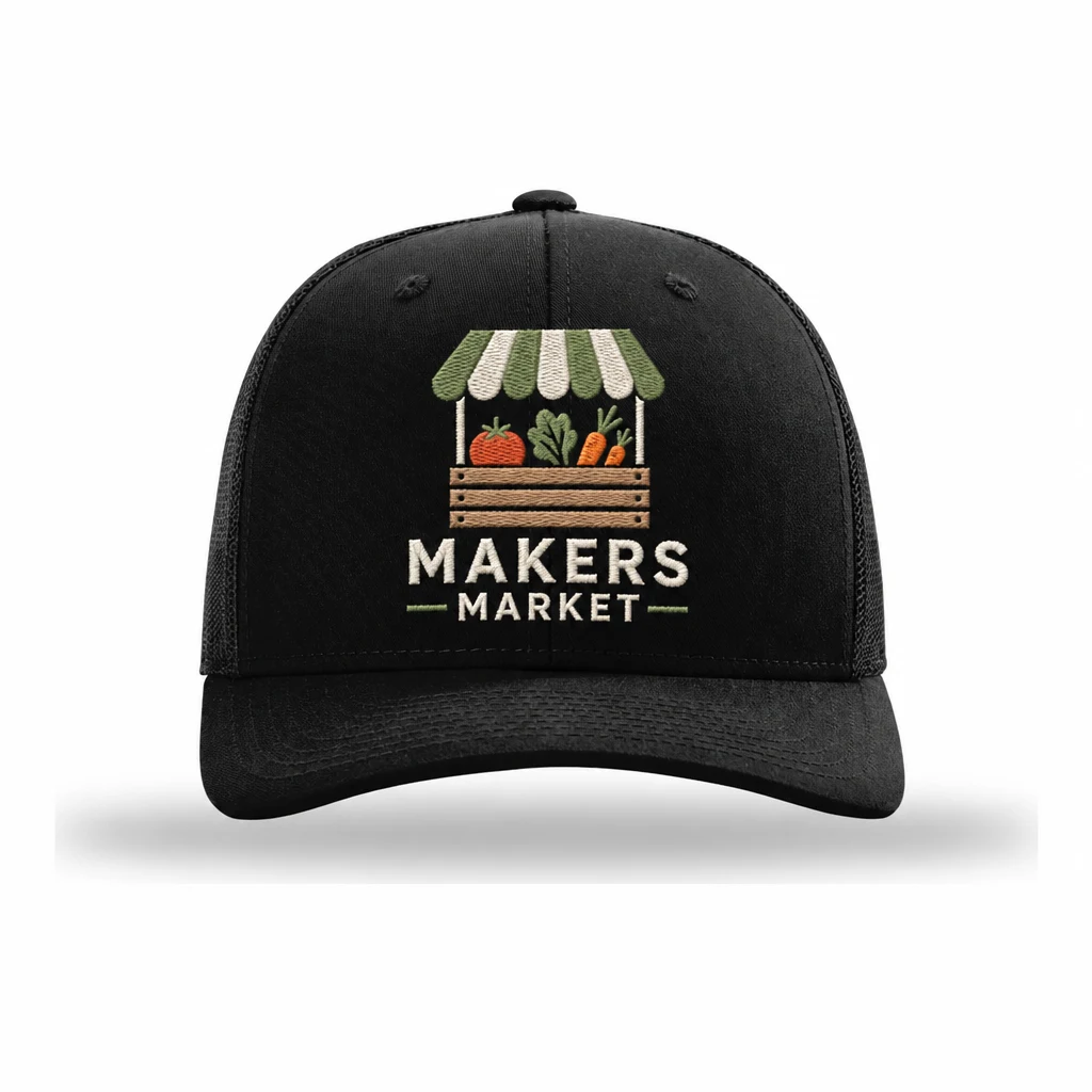 Richardson 112+ R-Flex Adjustable Trucker — Style 112PL embroidery flat in Black