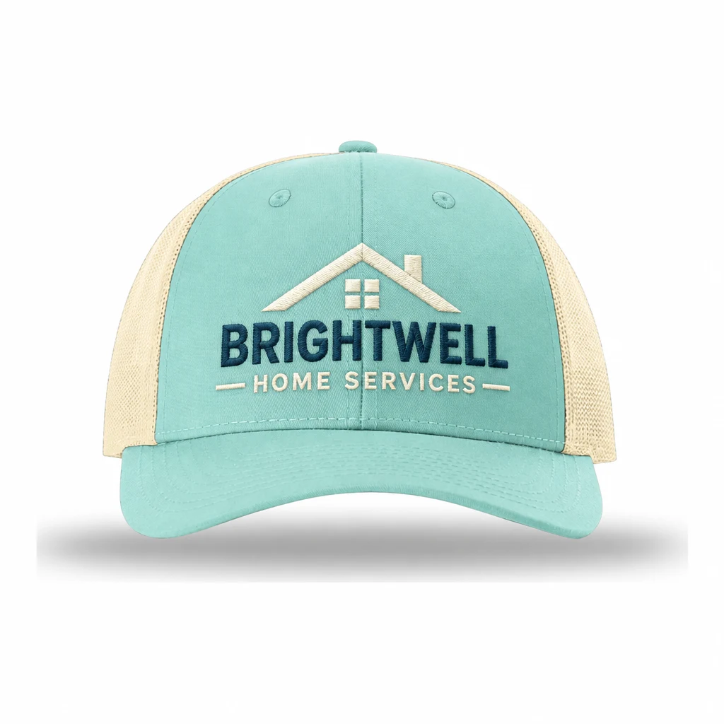 Richardson Low Pro Trucker — Style 115 embroidery flat in Aruba Blue/ Birch