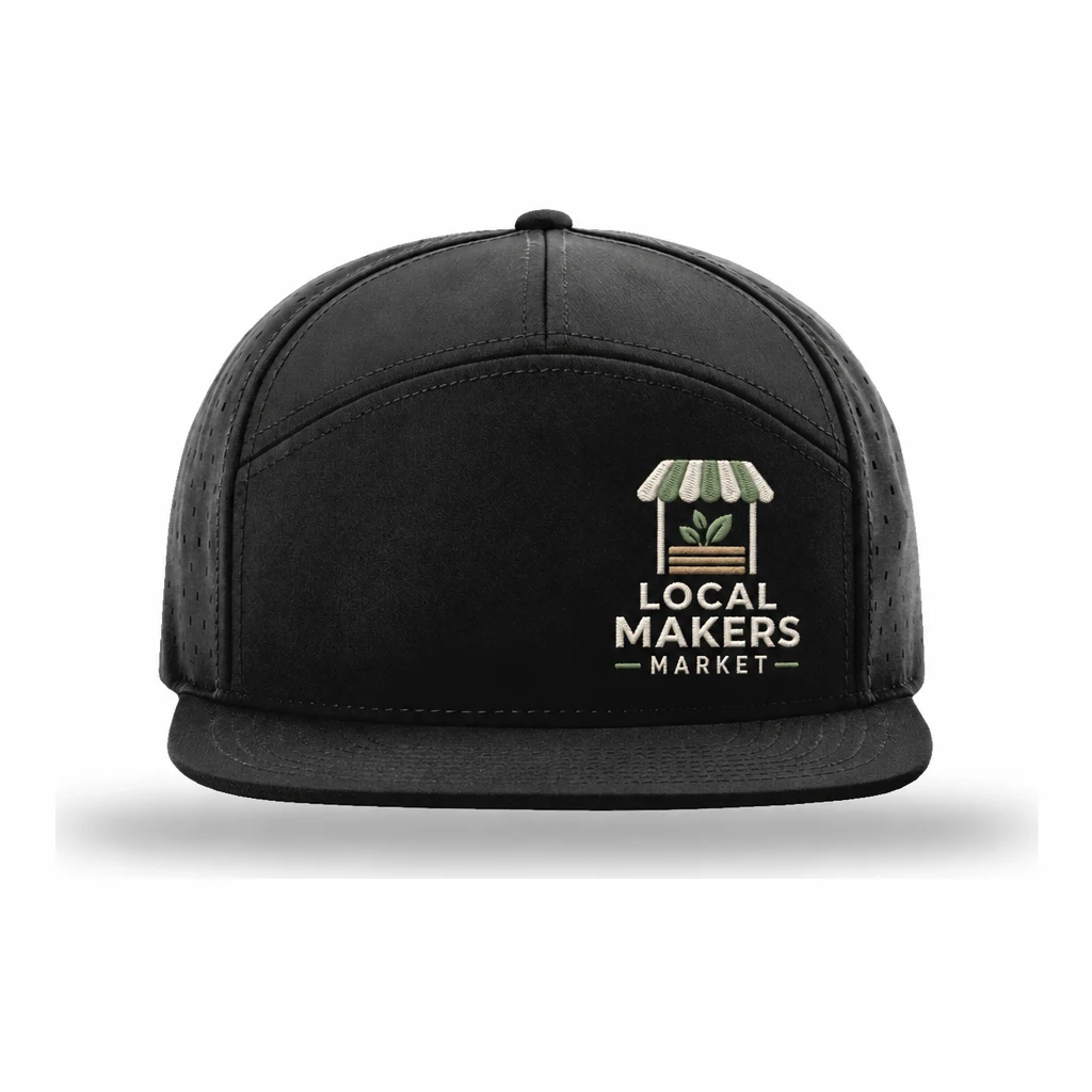Richardson Cannon 7-Panel Flatbill — Style 169 embroidery flat in Black