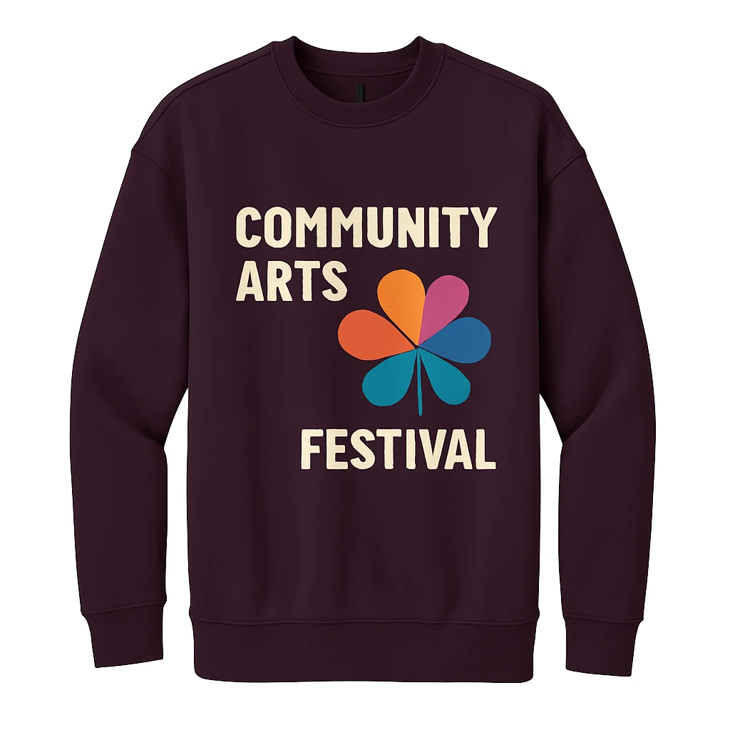 District V.I.T. Heavyweight Fleece Crew — Style DT6154 printing flat in Bordeaux