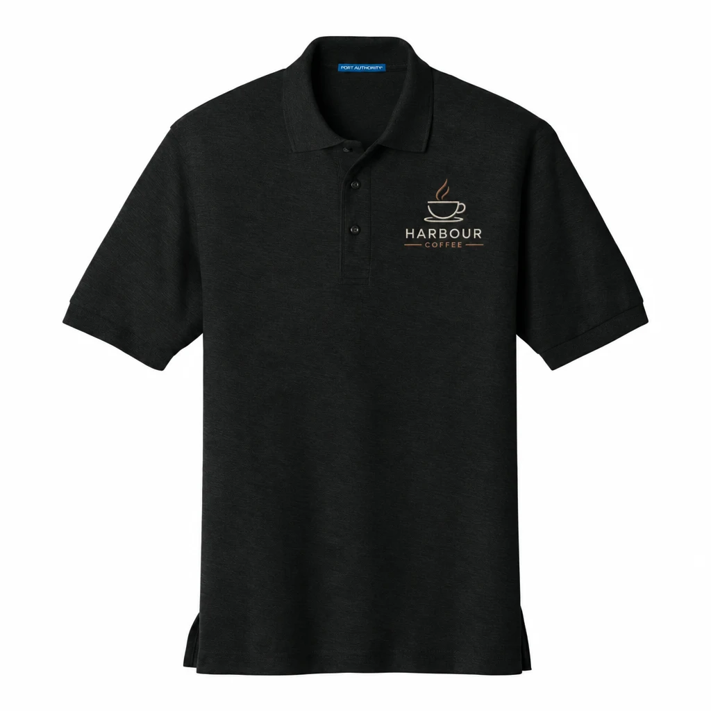 Port Authority Silk Touch Polo — Style K500 embroidery flat in Black