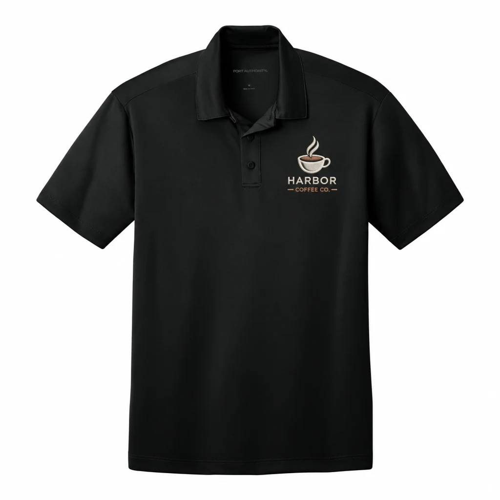 Port Authority Silk Touch Performance Polo — Style K540 embroidery flat in Black