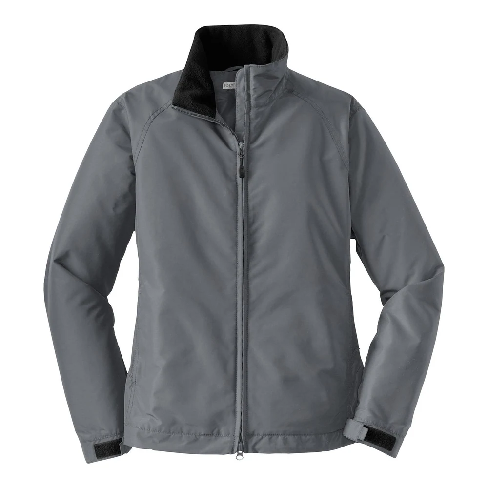 Steel Grey/ True Black Port Authority Women's Challenger Jacket style L354, front view