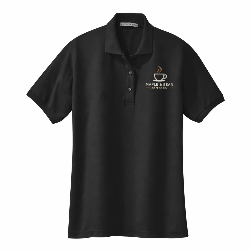 Port Authority Women's Silk Touch Polo — Style L500 embroidery flat in Black